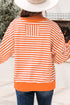 Striped Pumpkin Vibe Graphic Print Long Sleeve Tee