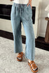 Drawstring Elastic Waist Loose Wide Leg Denim Jeans