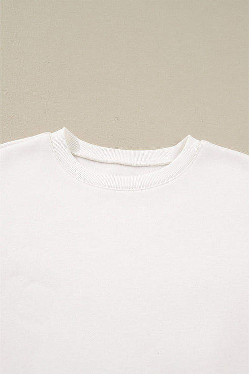 Casual Patchwork Drop Shoulder Pullover Short Sets