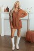 Zip Up Cable Knit Drop Shoulder Sweater Dress
