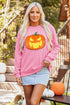 Embroidered Pumpkin Face Long Sleeve Round Neck Sweatshirt