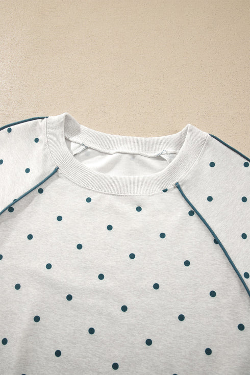 Polka Dot Piping Trim Relaxed Silhouette Top