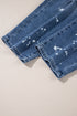 Distressed Splatter Paint Rope Waist Cropped Straight Leg Jeans
