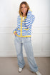 Striped Button Front Long Sleeve Loose Fit Knit Cardigan