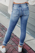Distressed Frayed Hem Ankle Length Skinny Jeans