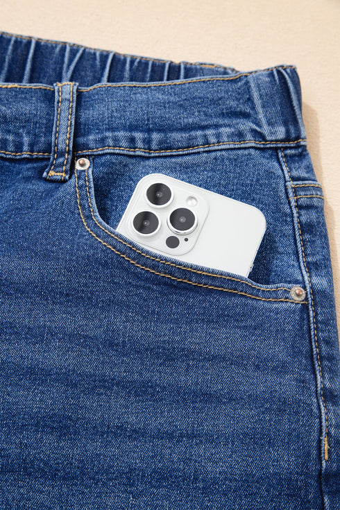 Washed Denim Lace Up Detail Statement Jeans