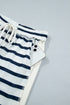 Striped Ribbed Cuff Collar Pocket Loose Pant Set