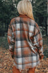 Textured Corduroy Patchwork Chest Pocket Plaid Shacket