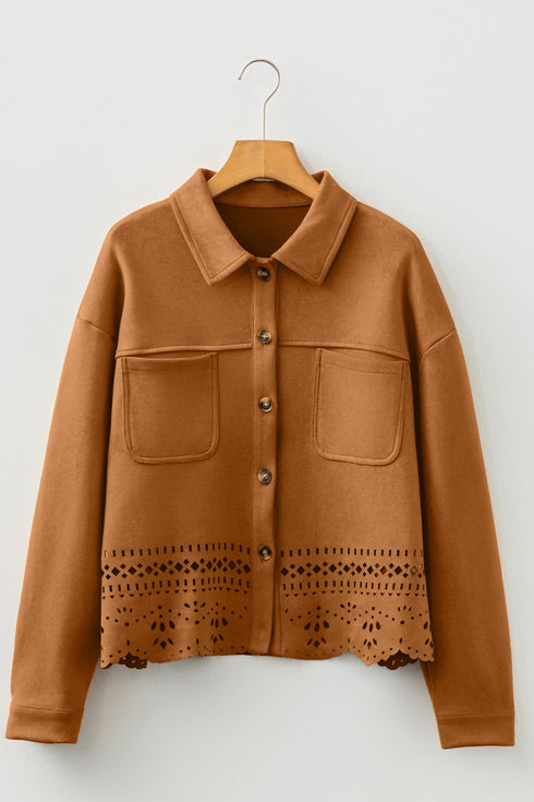 Faux Suede Western Retro Hollowed Detail Jacket