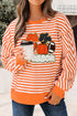 Striped Pumpkin Vibe Graphic Print Long Sleeve Tee