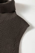 Western Ribbed Knit High Neck Slim Fit Sweater Vest