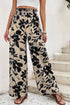 Bohemian Floral Print Smocked High Waist Wide Leg Pants