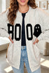 Boo Ghost Print Open Front Graphic Sweatshirt