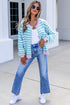 Striped Long Sleeve Round Neck Open Front Cardigan