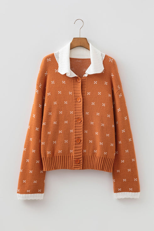 Peter Pan Collar Long Sleeve Knitwear Cardigan