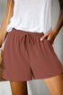 Lace Splicing Drawstring Elastic Waist Loose Linen Casual Shorts