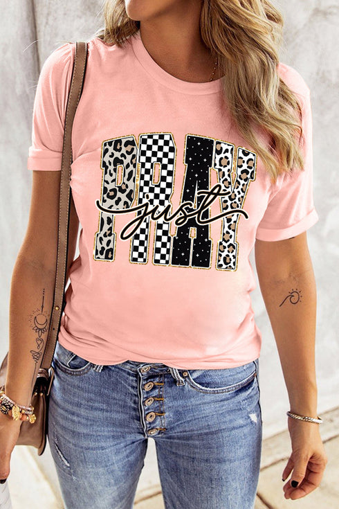Polyester Just Pray Graphic High Stretch Tee