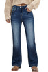 Acid Washed Full Length Straight Leg Denim Jeans