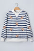 Striped Sequin Rugby Graphic Mock Neck Athletic Sweatshirt