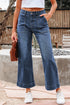 Cropped High Rise Wide Leg Stretch Denim Jeans