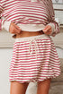 Stripe Cropped Collared Pullover Bubble Skirt Two Piece Dress