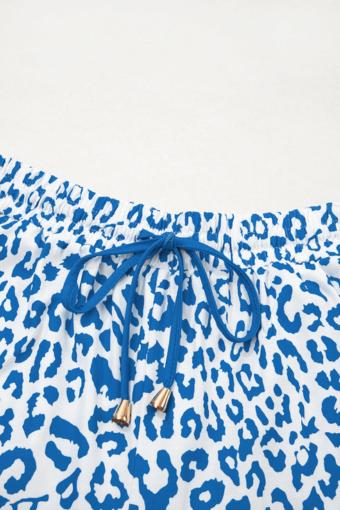 All Over Leopard Print Lace Up Accent Trim Shorts