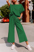 Textured Solid Loose Fit Wide Leg Pant Set