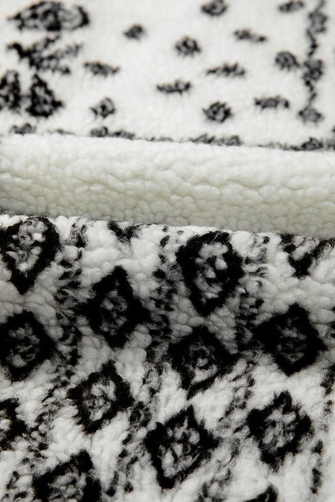 Sherpa Fleece Paisley Print Pocketed Western Vest