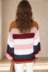 Striped Knit Dropped Shoulder Round Neck Pullover Sweater