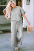 Textured Solid Loose Fit Wide Leg Pant Set