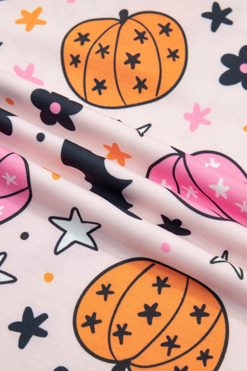 Allover Pumpkin Print Long Sleeve Coordinated Lounge Set