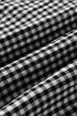 Plaid Shirred Cuff Round Neck Cotton Long Sleeve Blouse