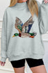 Western Mallard Duck Printed Graphic Baggy Mock Neck Sweatshirt