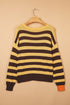 Acrylic Striped Pattern Drop Shoulder Pullover Sweater