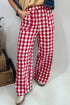 Gingham Plaid Tie Elastic Waist Shift Pants