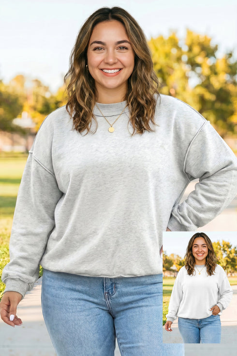 Mock Neck Exposed Seam Reversible Double Sweatshirt
