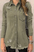 Cotton Raw Hem Distressed Denim Shirt Jacket