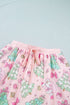 Floral Lace Trim Long Sleeve Coordinated Two Piece Skirt Set