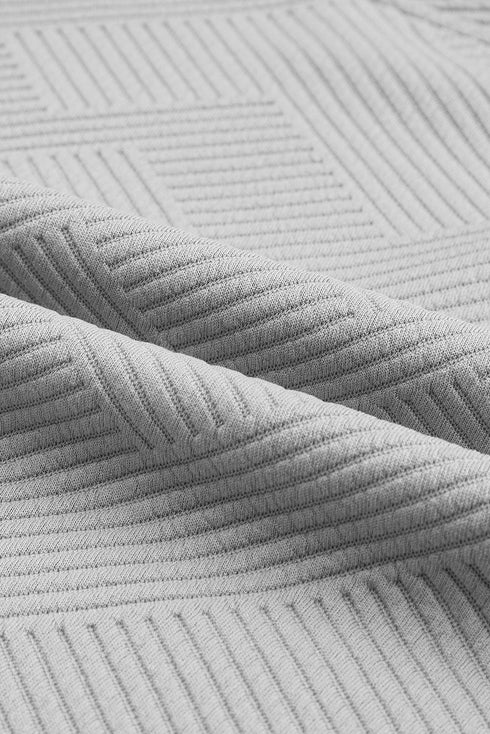 Textured Long Sleeve Top And Drawstring Lounge Short Sets