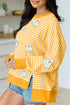 Ghost Patch Stripe Print Round Neck Long Sleeve Tee