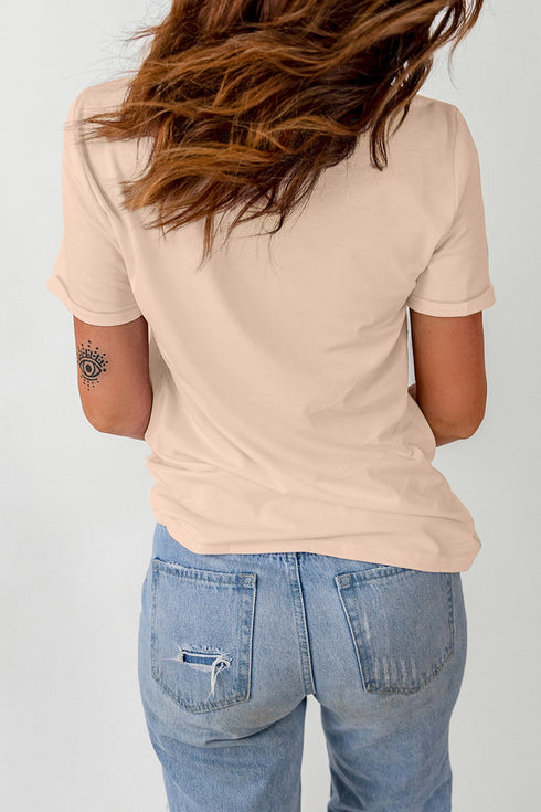 Embroidered Slogan Short Sleeve Typography Graphic Tee