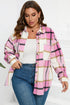 Paneled Pocketed Button Down Long Sleeve Plaid Shacket