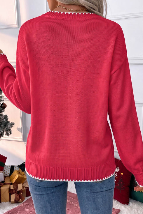 Tree Applique Stitched Detail Graphic Motif Sweater