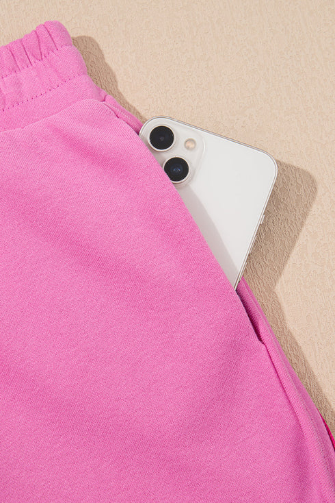 Striped Patchwork Applique Pullover Two Piece Short Set