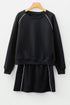 Contrast Trim Crewneck Pullover Mini Skirt Two Piece Dress