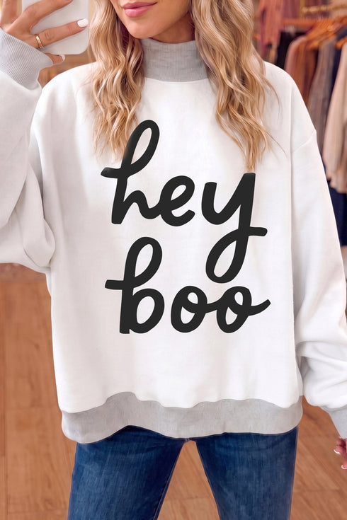 Sequin Pumpkin Face Mock Neck Tunic Sweatshirt