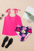 Tie Shoulder Strap Relaxed Fit Two Piece Tankini Set