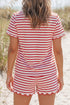 Stripe Scallop Trim Casual Shorts Set