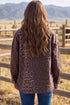 Leopard Print Oversized Patch Pocket Long Sleeve Denim Jacket
