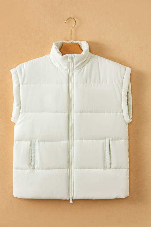 Solid Casual Oversized Stand Neck Puffer Vest